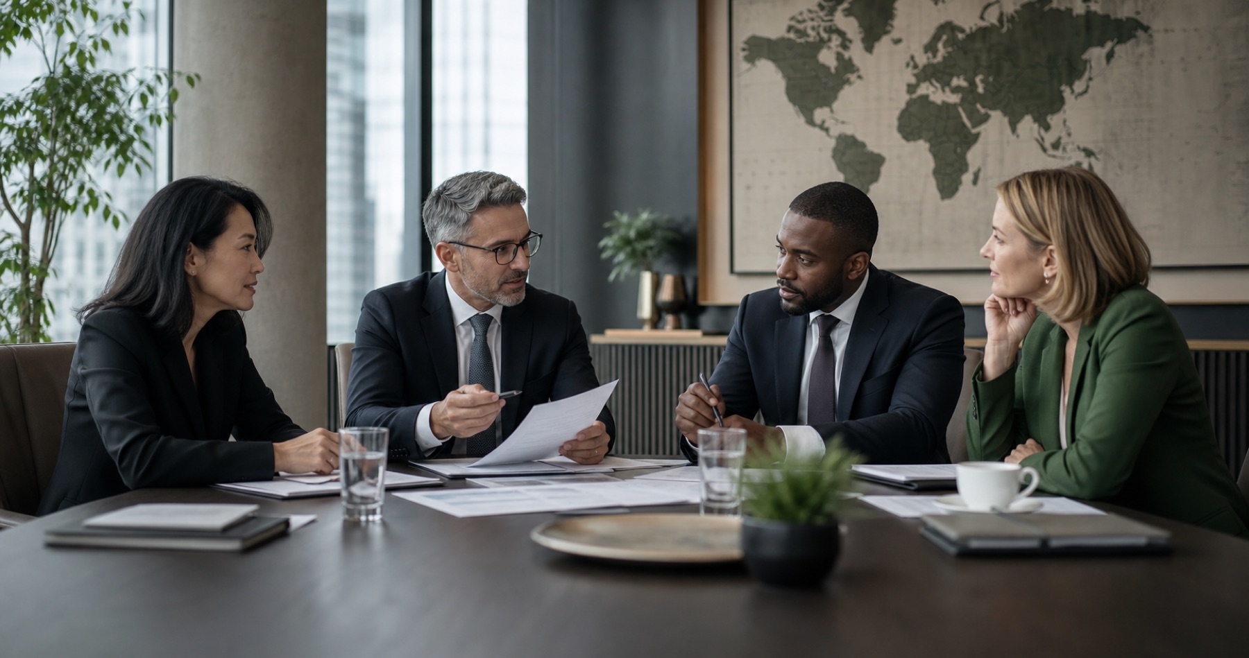 Tax advisers reviewing an international matter